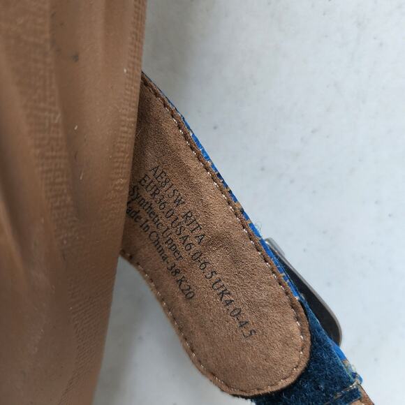 Aetrex Flip Flop Sandals Womens 6 Rita Adjustable Blue Snakeskin Comfort Thong - Picture 9 of 13